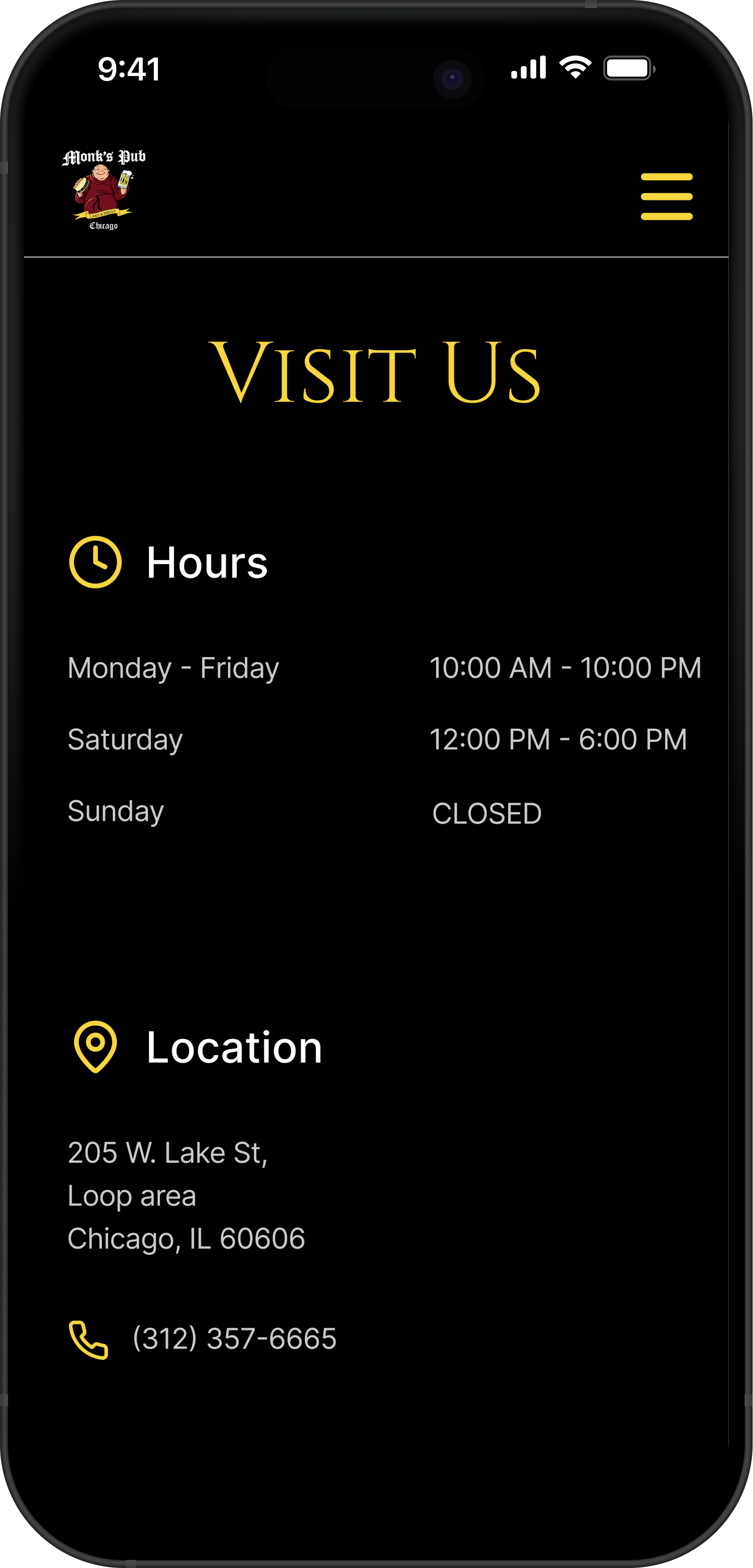 Visit screen — accessible spacing and touch targets