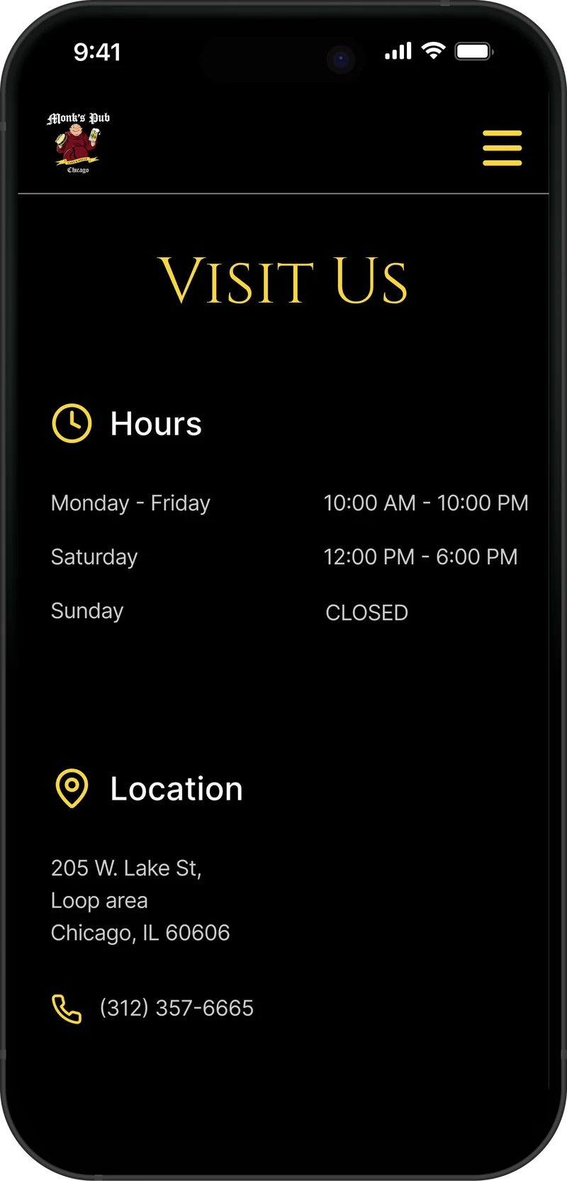 Visit screen — accessible spacing and touch targets